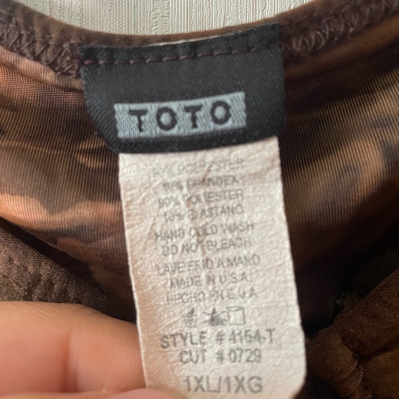 TOTO Hand Dyed Boho Tie Dye Earth Tone Top 1X Baby Doll Fairy Grunge - Picture 4 of 5